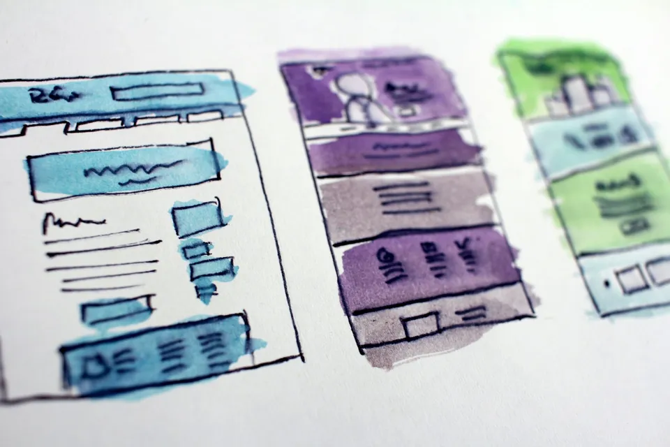 Website wireframes showing local page structure